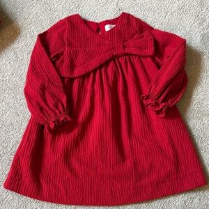 Red Long Sleeve Dress with Bow